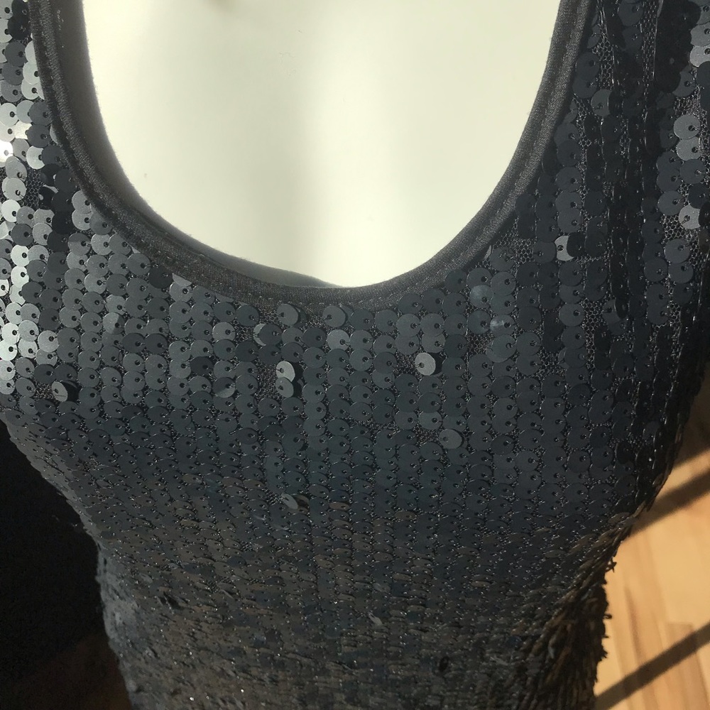 Black sequence tank top